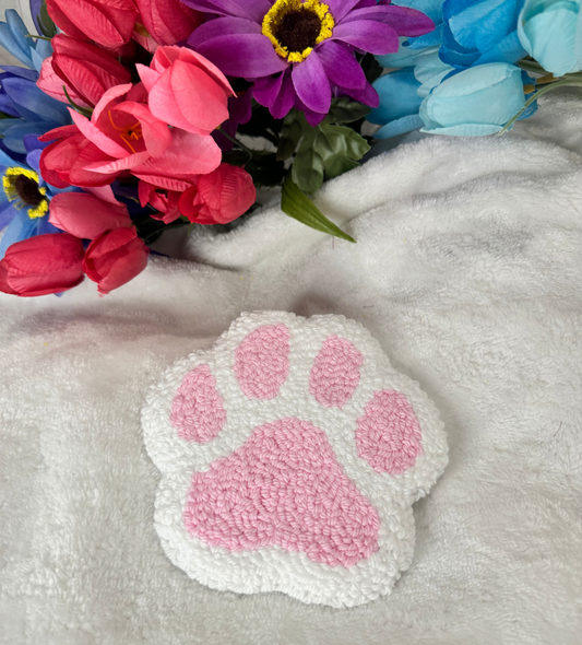 Pink Paw Mug Rug Coaster