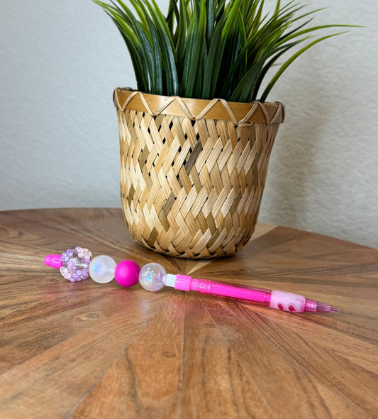 Pink Flower Beaded Mechanical Pencil