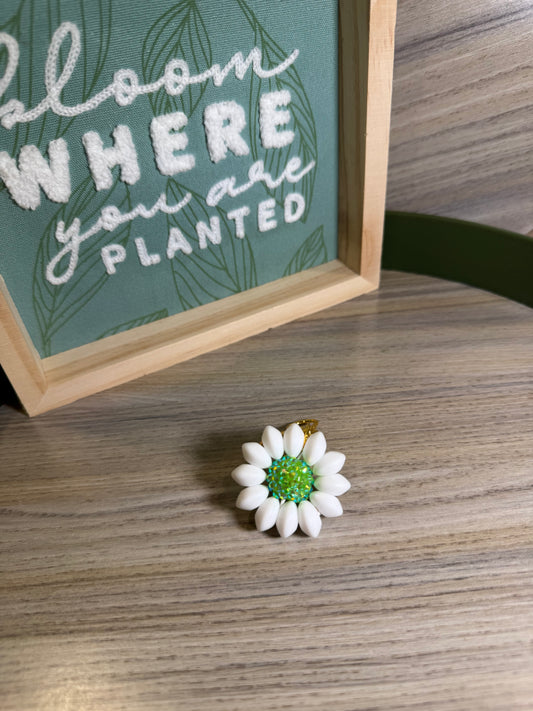 Green Sparkle Daisy Mini Keychain