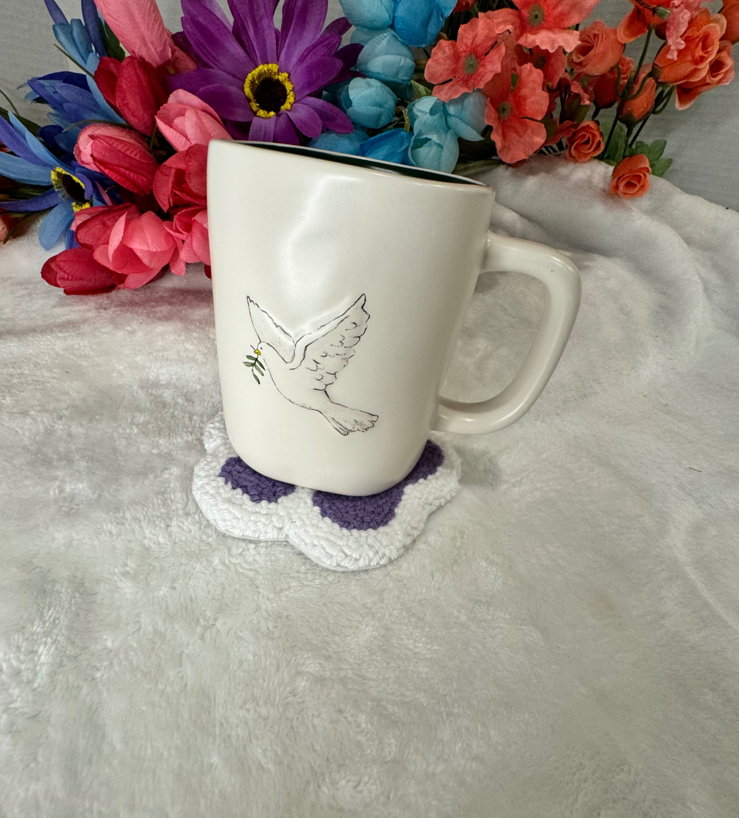 Purple Paw Mug Rug Coasters