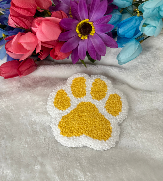 Yellow Paw Mug Rug Coasters