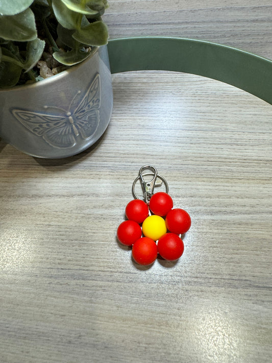 Red Sun Flower Mini Keychain