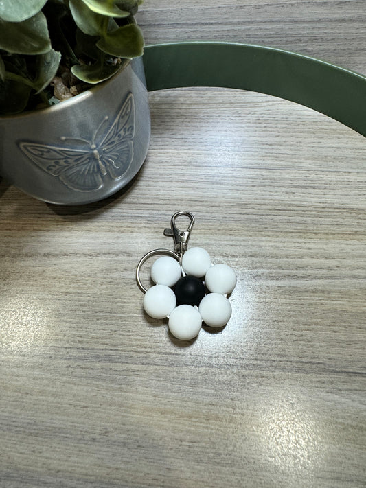 White Floral Mini Keychain